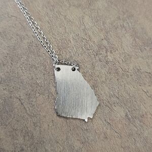 Silver Necklace With GEORGIA state Shaped Pendant